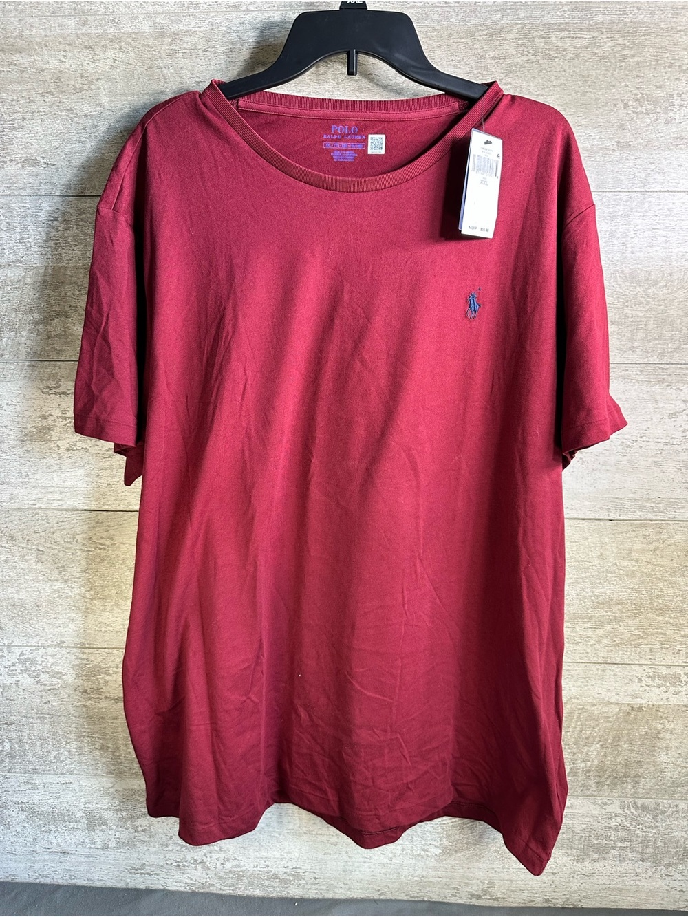 NWT Polo Ralph Lauren Maroon Crewneck T-Shirt Blue Pony XXL - Picture 1 of 14